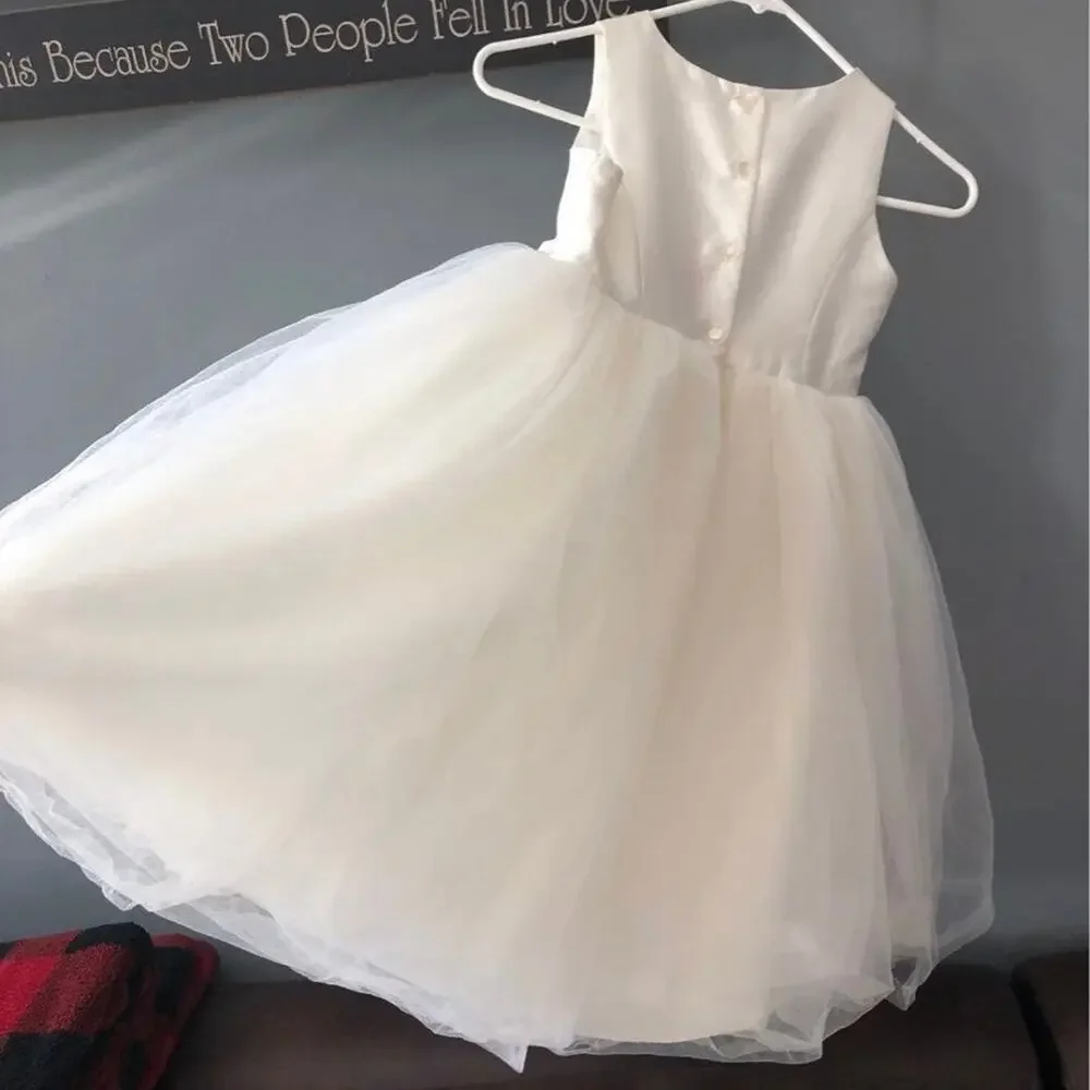 David's bridal tulle Flower Girl Dress detachable satin large bow sash size 7 - Picture 7 of 11